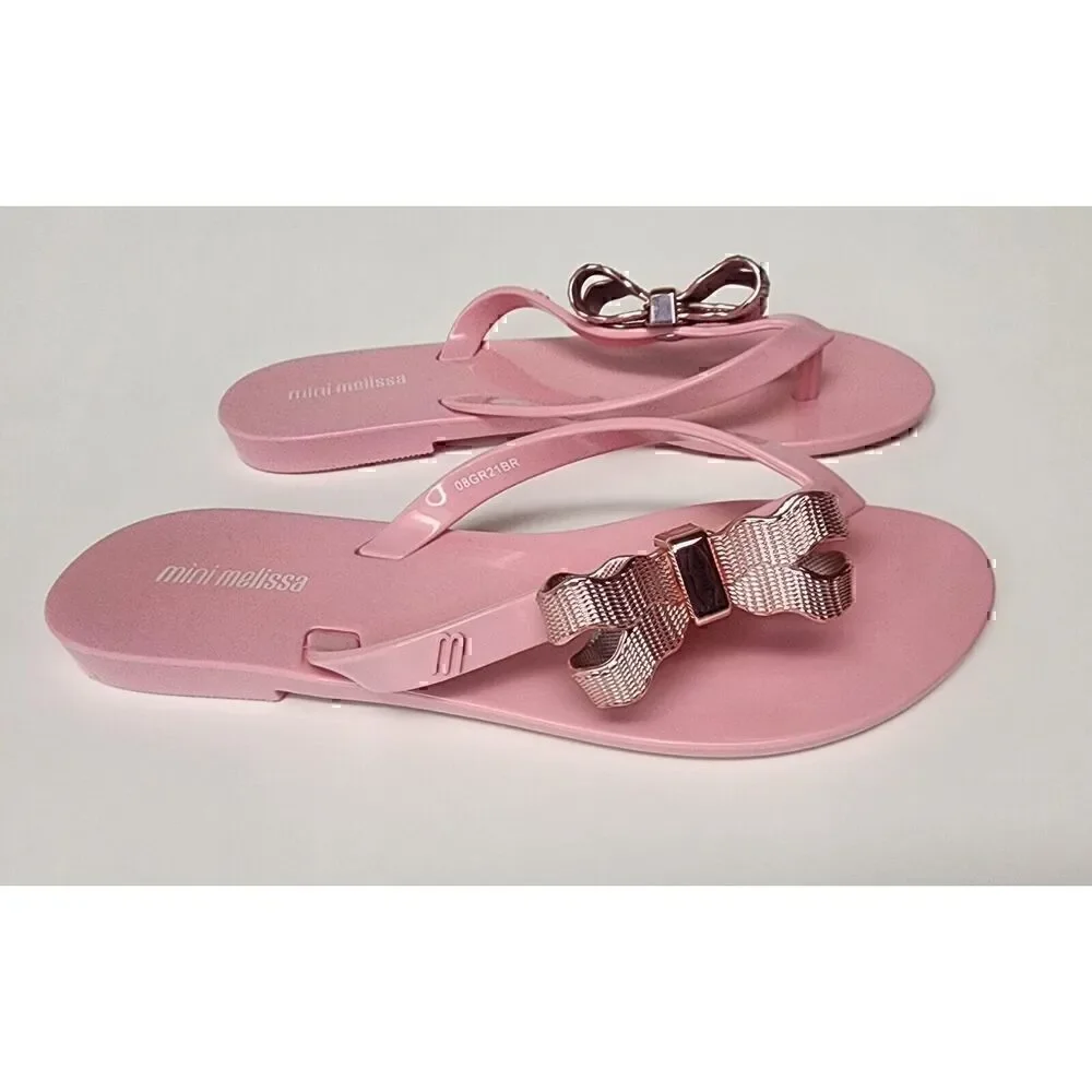 Mini Melissa Girls HARMONIC SWEET V AD Pink Thong Sandals Size 1/Eur 32